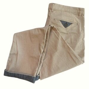 Ted Baker London Penguin Slim Modern Trousers Mens 34R Tan Pants Contrast Cuff